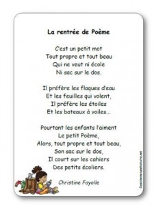 Poésie La rentrée de Poème Christine Fayolle