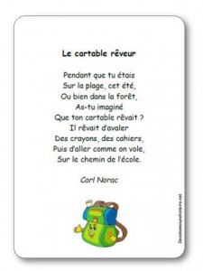 Poésie Le cartable rêveur de Carl Norac