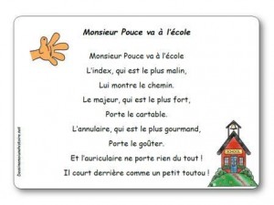 Comptine Monsieur Pouce va à l école