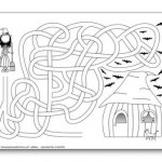 Labyrinthe Halloween sorcière vers maison hantée