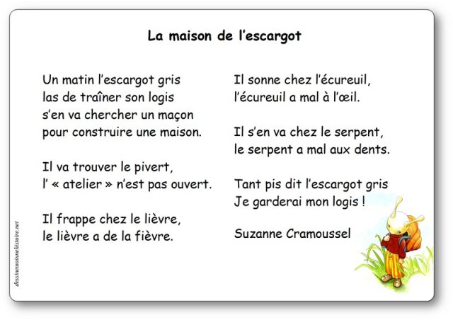 Poésie La maison de l'escargot de Suzanne Cramoussel