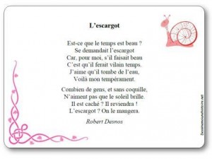 Poésie L'escargot de Robert Desnos