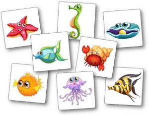 Jeu Mémory poissons et crustacés