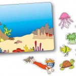 Jeu de topologie sur le thème de la mer et des poissons maternelle