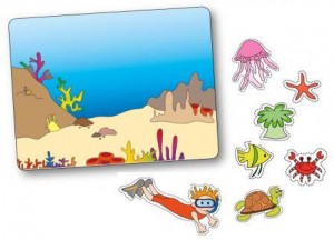 Jeu de topologie sur le thème de la mer et des poissons maternelle