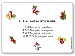 Comptine 1 2 3 Dans sa hotte en bois
