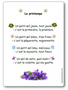 Comptine Le printemps Un petit œil jaune