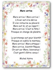 Poesie Mars Arrive De Michel Astre Poesie Illustree Mars Arrive A Imprimer