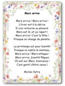 Poésie Mars arrive