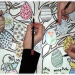Coloriage géant à imprimer : l'arbre de Pâques