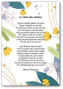 Poésie Le réveil des animaux de Marcel Zaragoza
