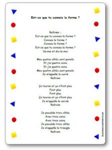 Comptine Est ce que tu connais la forme