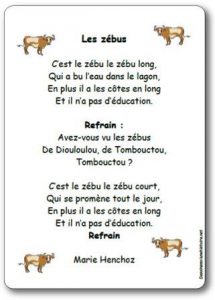 Chanson Les zébus Marie Henchoz