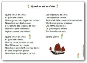 Comptine Quand on est en Chine Gerard Dalton