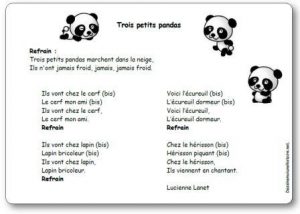 Comptine Trois petits pandas Lucienne Lanet