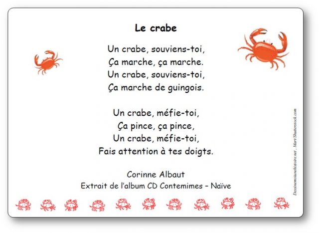Comptine-le-crabe-corinne-albaut Comptine Le crabe de Corinne Albaut