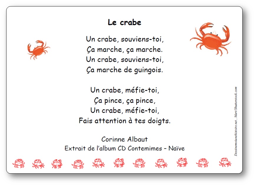 Comptine Le crabe de Corinne Albaut