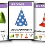 Jeu des sept familles gratuit à imprimer sur les formes géométriques Les cônes