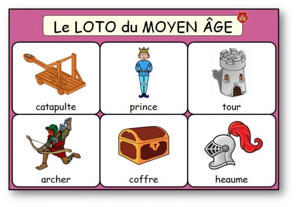 Le loto du Moyen Age, des chevaliers et des princesses - Loto roi