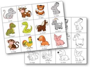 Jeu de mémory chinois des signes astrologiques