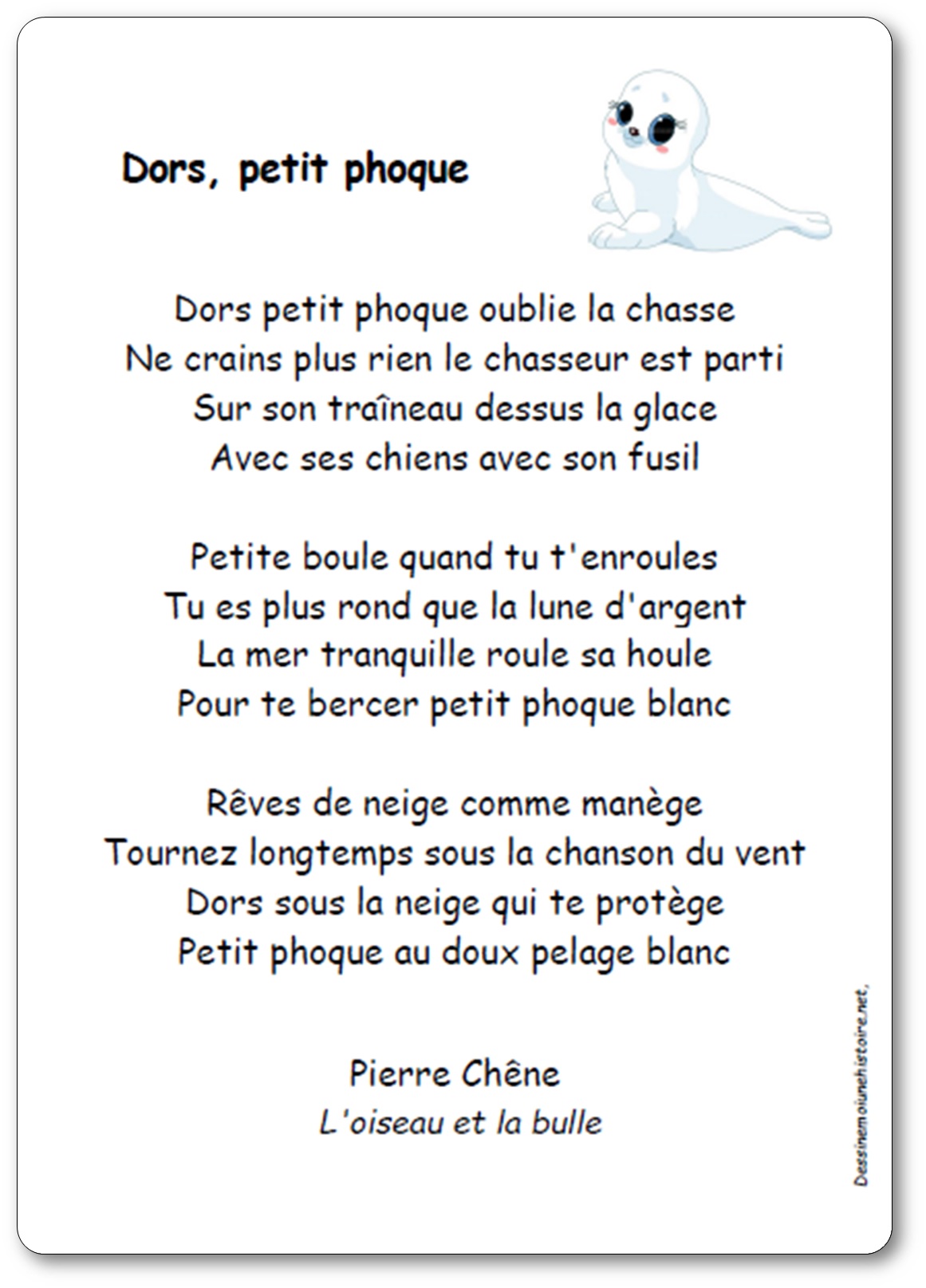 Chanson Dors petit phoque de Pierre Chêne