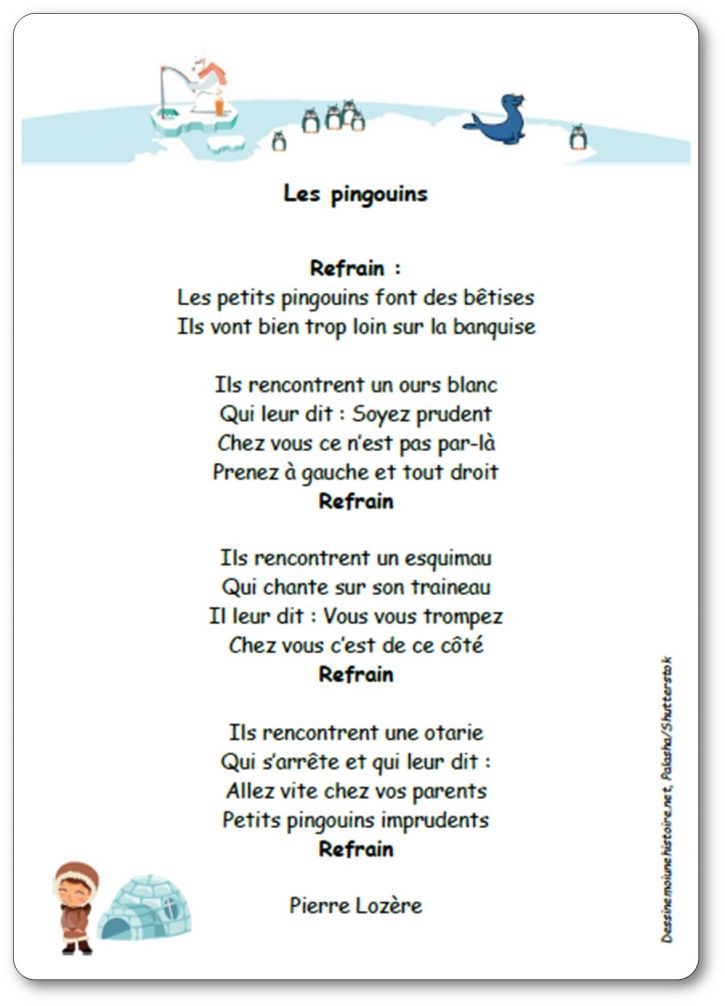 Chanson les pingouins de Pierre Lozère, les petits pingouins font des bêtises
