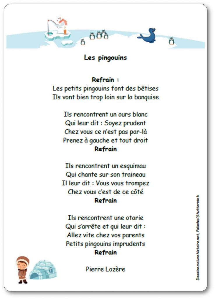 Chanson les pingouins de Pierre Lozère, les petits pingouins font des bêtises