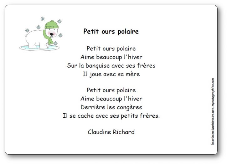 Comptine Petit ours polaire de Claudine Richard