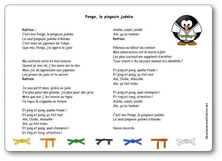 Comptine Ponga le pingouin judoka