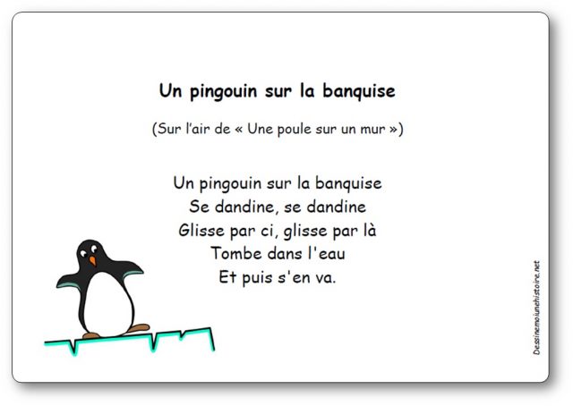 Comptine Un pingouin sur la banquise qui se dandine
