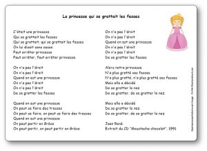 Comptine La princesse qui se grattait les fesses de Jean René