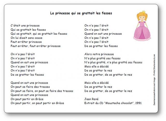 Comptine La princesse qui se grattait les fesses de Jean René