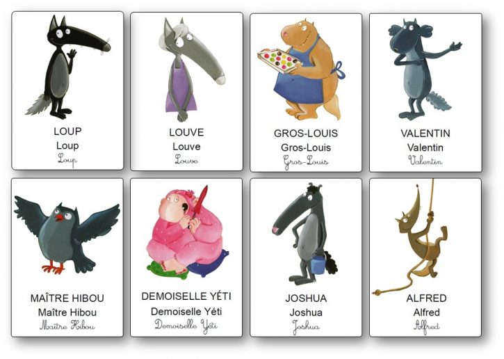 Imagier référentiel des personnages de l'album "Le loup qui apprivoisait ses émotions"