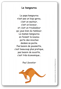 Le kangourou une poésie de Paul Savatier