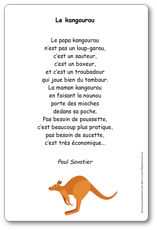 Le kangourou une poésie de Paul Savatier