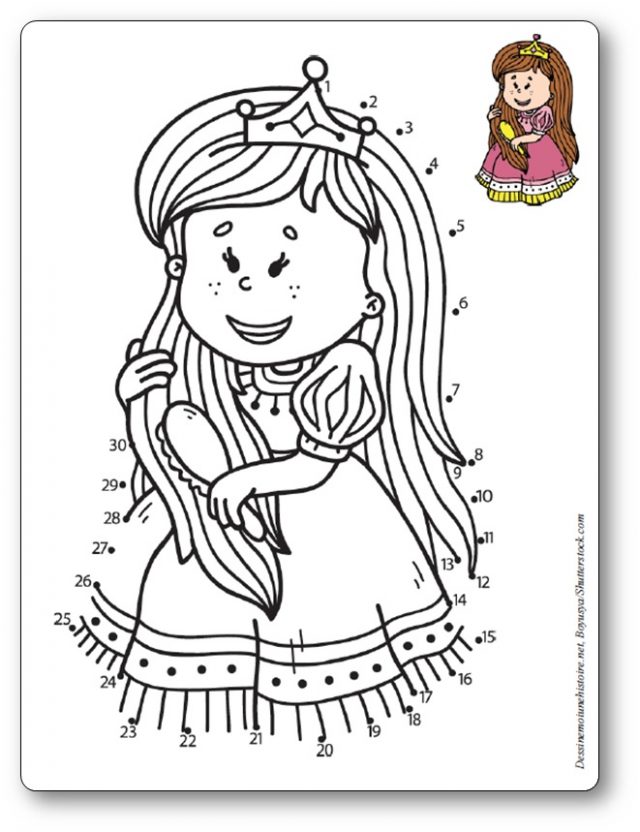jeu-de-points-a-relier-princesse-petite-fille Jeu de points à relier princesse petite fille