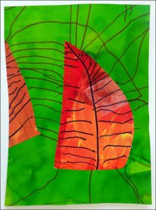 Feuille d'arbre et graphismeau feutre