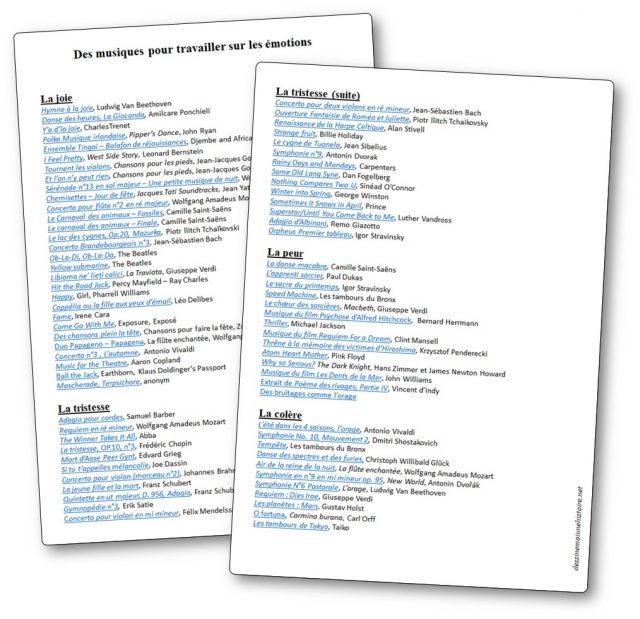 Des musiques pour travailler sur les émotions en maternelle