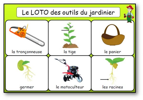 Le loto des outils du jardinier - Jeu de bingo du jardinage