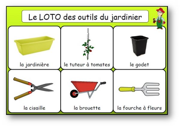 Le loto des outils du jardinier - Jeu de bingo du jardinage