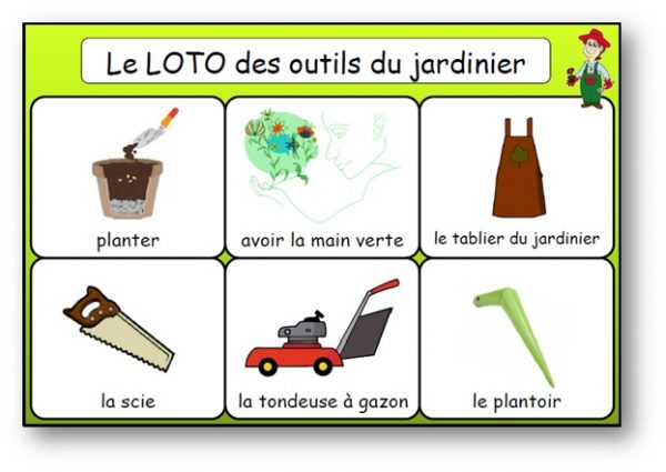 Le loto des outils du jardinier - Jeu de bingo du jardinage