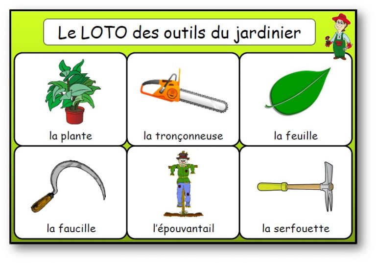 Le loto des outils du jardinier - Jeu de bingo du jardinage