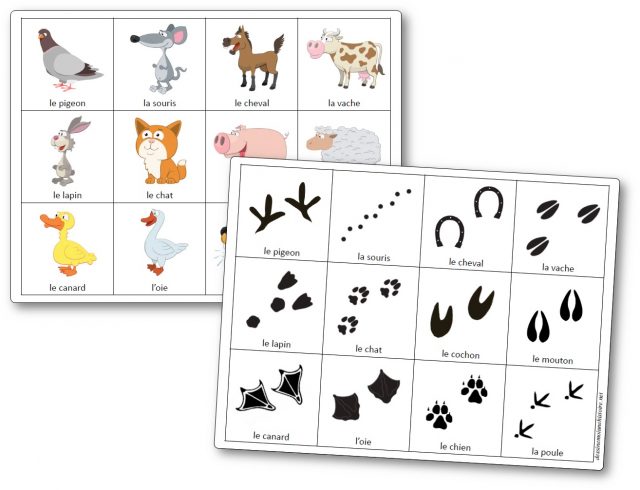 jeu-avec-des-empreintes-d-animaux-de-la-ferme Mémory des empreintes d'animaux de la ferme