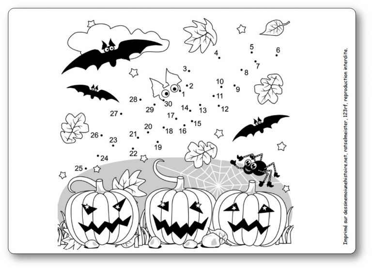 Jeux de points à relier pour Halloween - Points à relier Halloween à