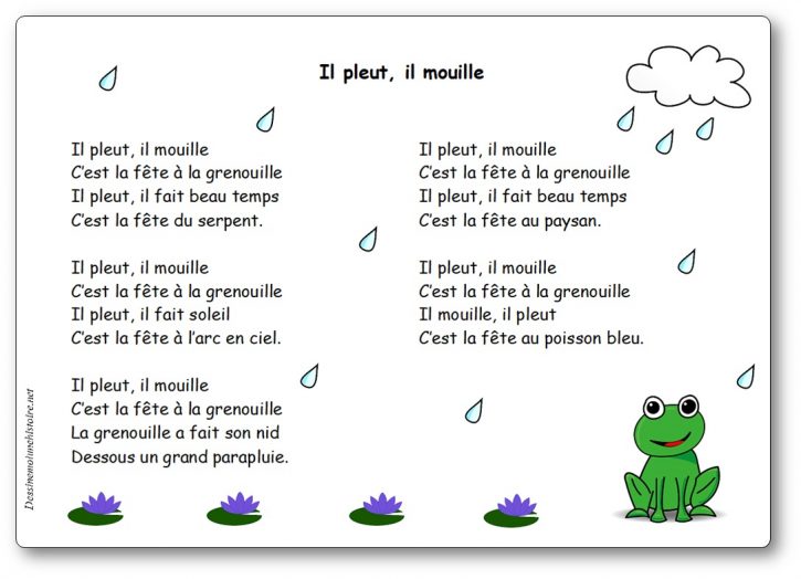 Chanson Il pleut il mouille c'est la fête à la grenouille