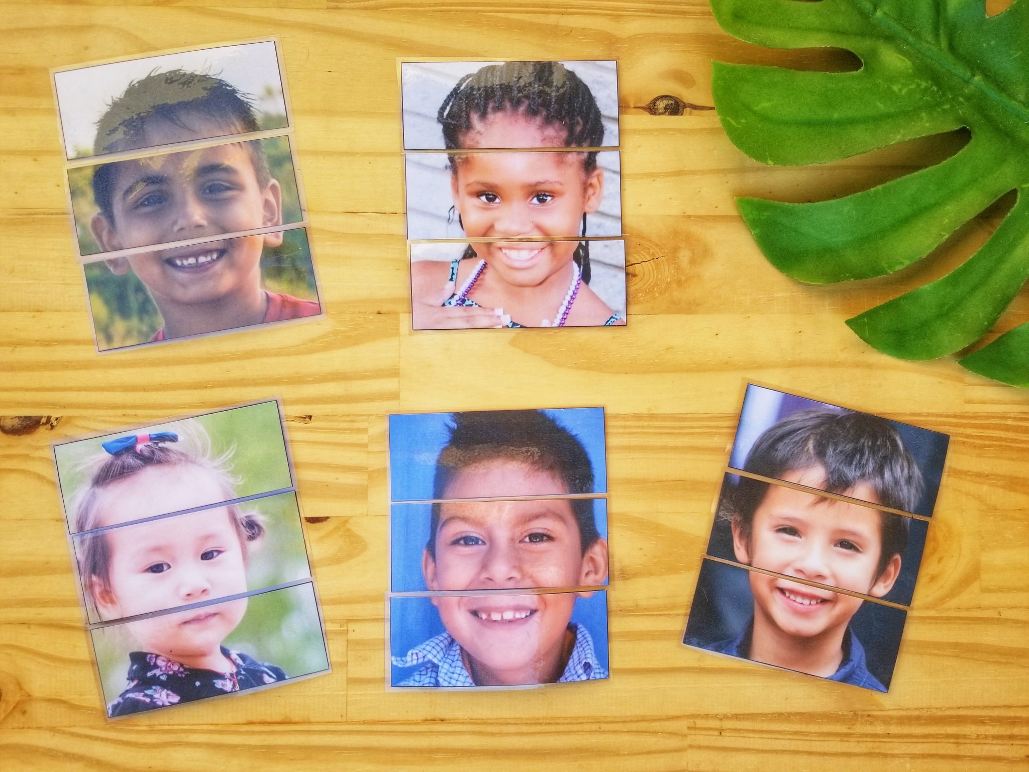 Reconstituer des visages d'enfants Puzzles en 2 ou 3 parties