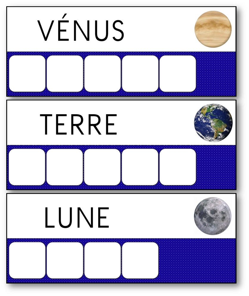 Atelier des mots planètes lune - Moyenne section et grande section