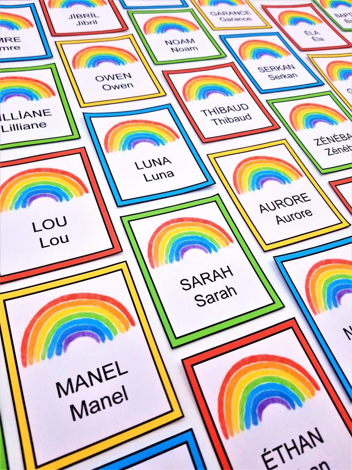 Étiquettes de rentrée prénoms présence à imprimer