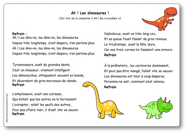 Chanson Ah les dinono les dinosaures