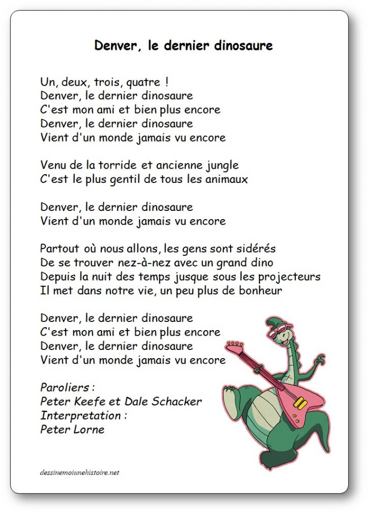 Paroles de la chanson Denver Le dernier dinosaure
